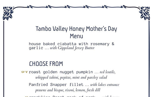 Mother's Day Cafe Menu 2024