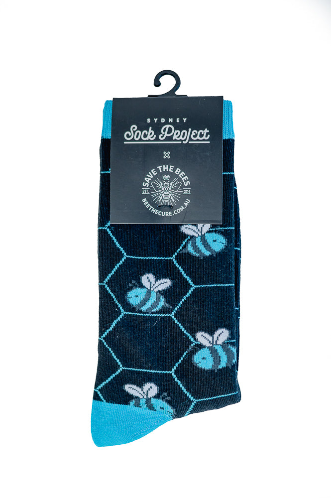 Blue Banded Bee Sock